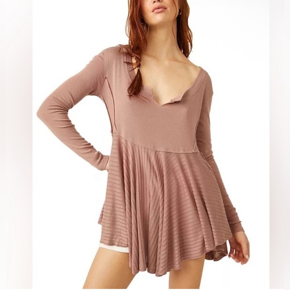 We The Free Tops - We The Free Long Sleeve Pleated Tunic in Mauve
